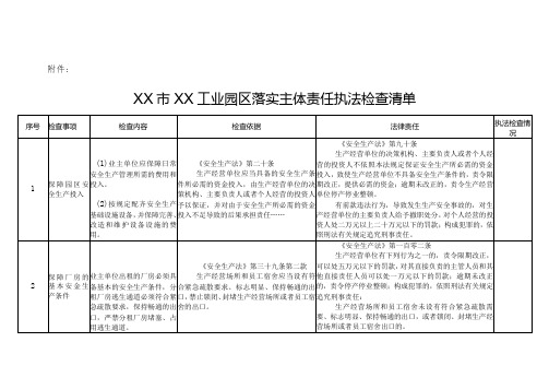 (新)XX市XX工业园区落实主体责任执法检查清单