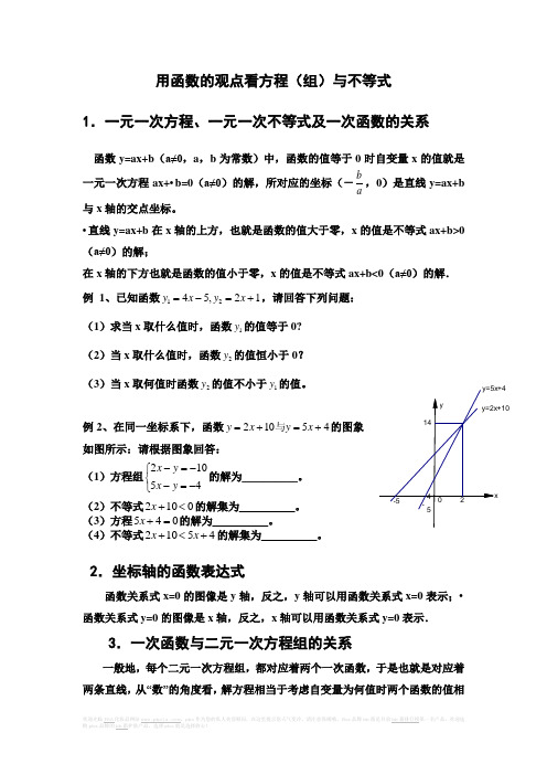 用函数的观点看方程(组)与不等式