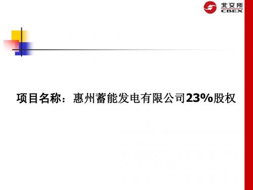 项目名称惠州蓄能发电有限公司23%股权