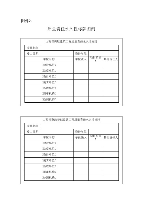 质量责任永久性标牌图例