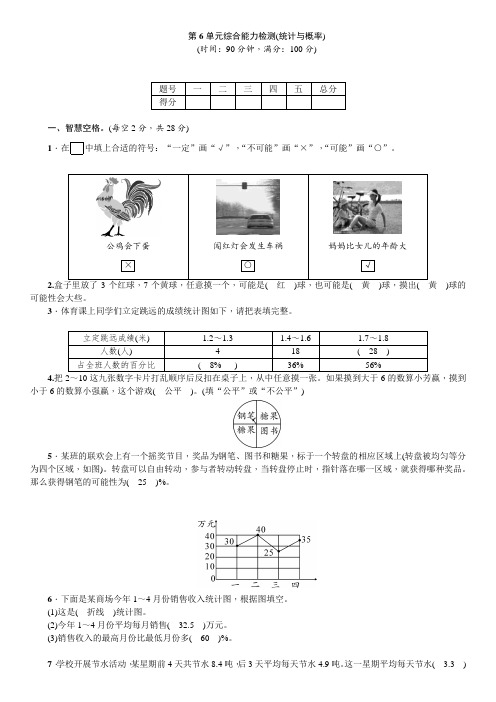 六年级下册-第6单元-整理和复习 综合能力检测(统计与概率)