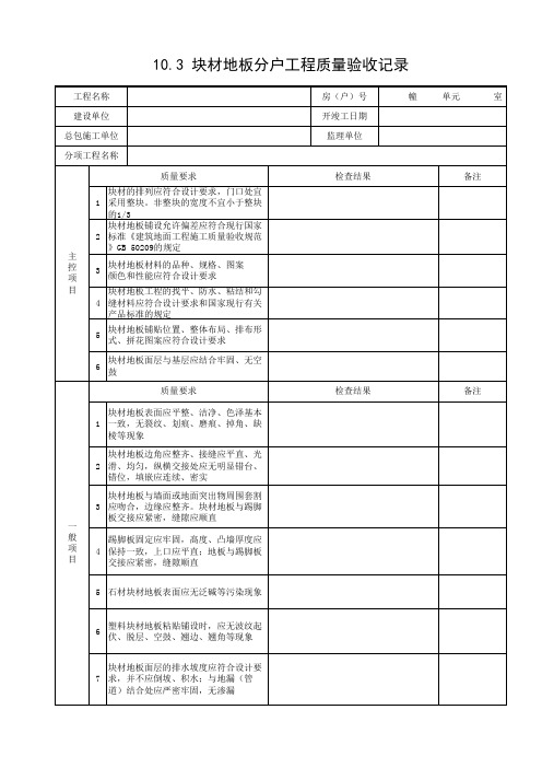 块材地板分户工程质量验收记录第1页