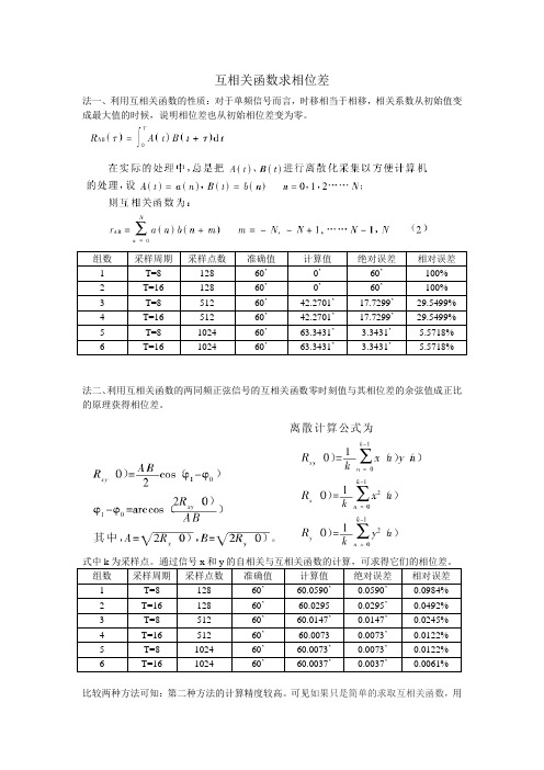 互相关函数求相位差