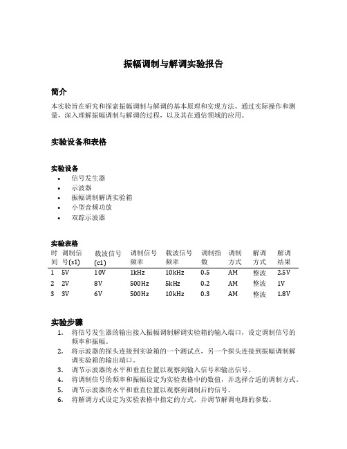 振幅调制与解调实验报告