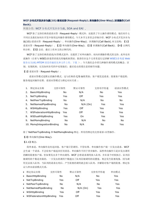 WCF分布式开发步步为赢(10)请求应答(Request-Reply)、单向操作(One-Way)、回调操作(Call Back)