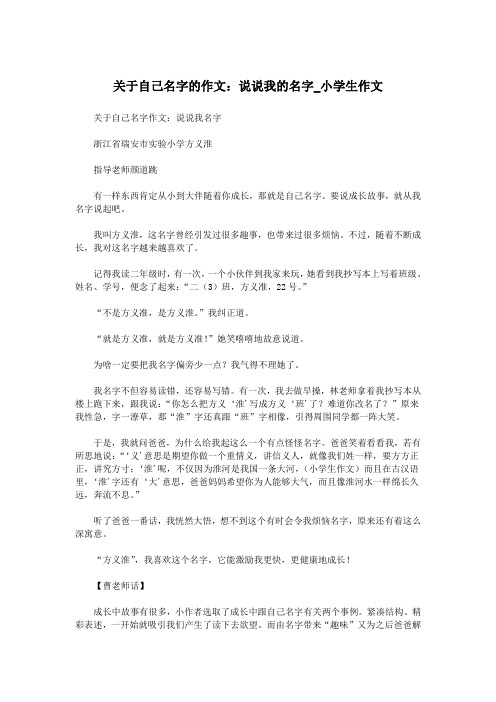 关于自己名字的作文:说说我的名字_小学生作文.doc
