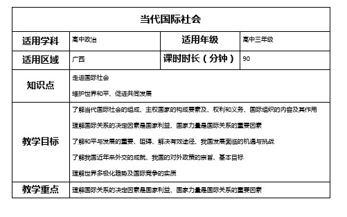 当代国际社会教案