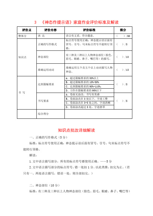 《叙述与描写》3神态作提示语 知识点批改解读