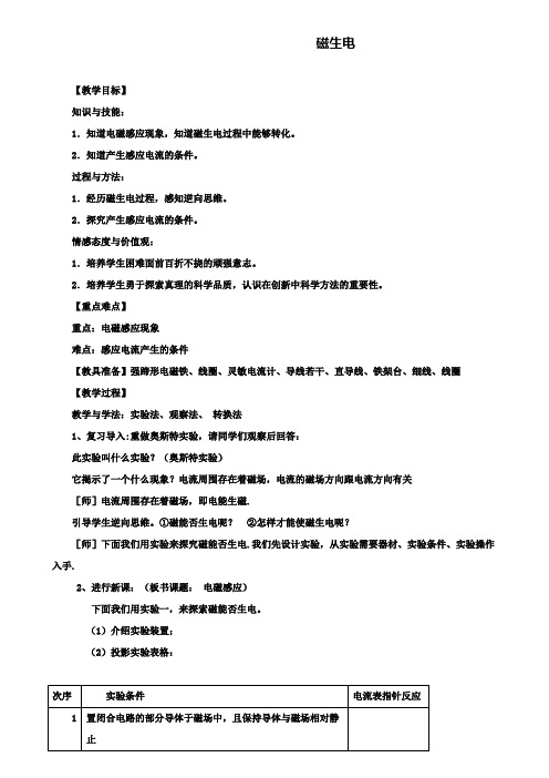 精选示范名校九年级中考物理复习教案:《磁生电》