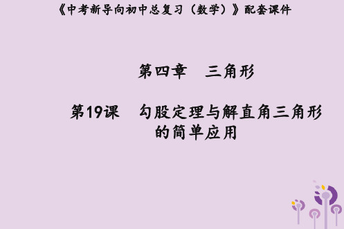 湖北专用2019中考数学新导向复习第四章三角形第19课勾股定理与解直角三角形的简单应用课件