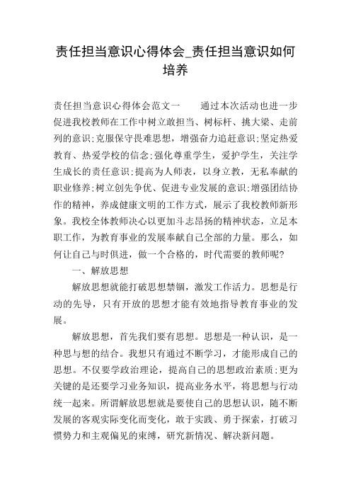 责任担当意识心得体会_责任担当意识如何培养