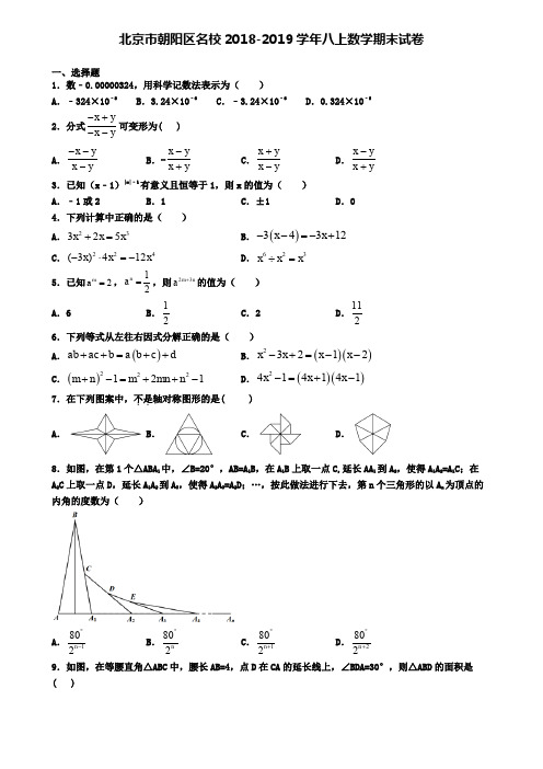 北京市朝阳区名校2018-2019学年八上数学期末试卷