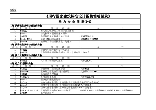 现行国家建筑标准设计图集简明目录(动力专业图集)