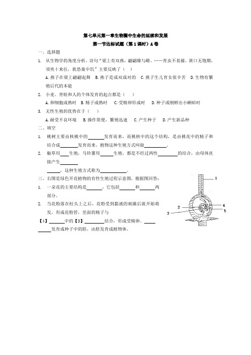 人教版八年级生物下册分章节练习练习带答案(全套整册)