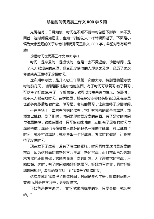 珍惜时间优秀高三作文800字5篇