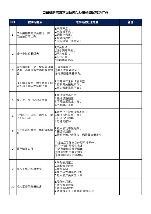 口罩机超声波常见故障以及维修调试技巧汇总