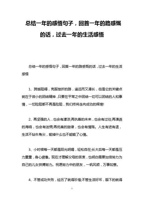 总结一年的感悟句子,回首一年的路感慨的话,过去一年的生活感悟