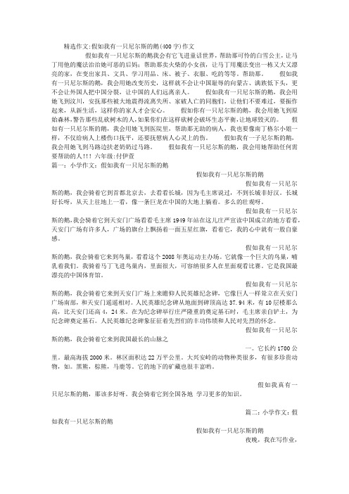 假如我有一只尼尔斯的鹅(400字)作文