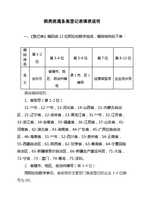 酒类流通备案登记表填表说明【模板】