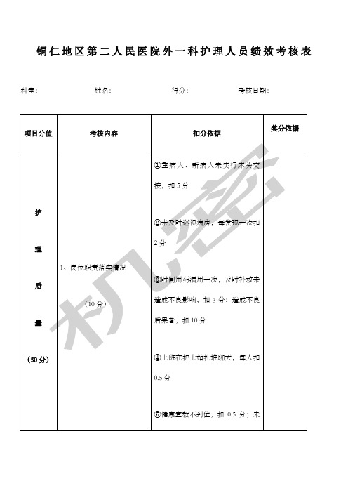 护士绩效考核表