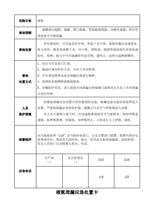 应急事故处置卡汇编