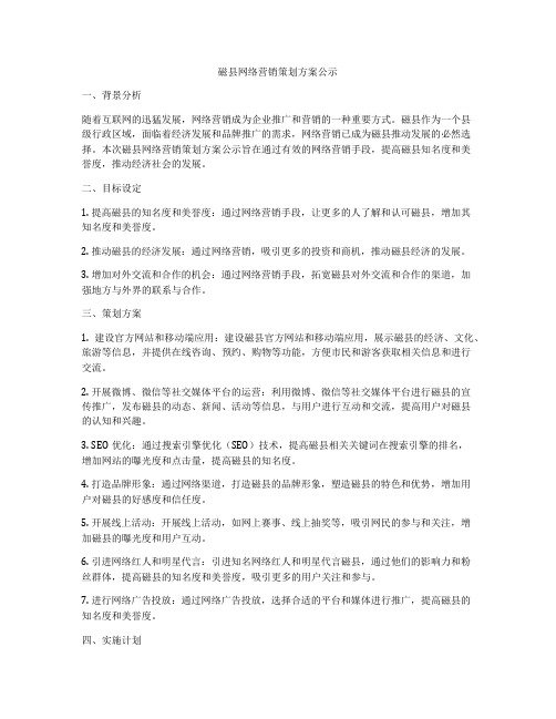 磁县网络营销策划方案公示