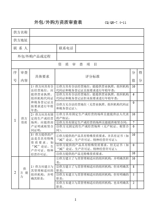 外购方资质审查表模板