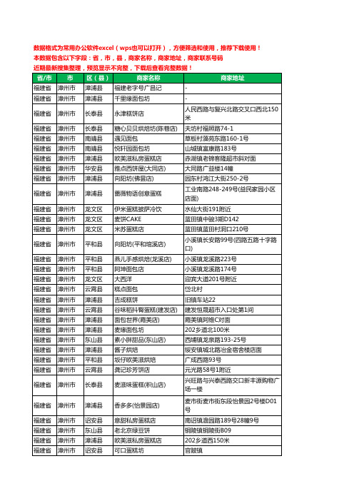 新版福建省漳州市蛋糕房工商企业公司名录名单黄页大全464家