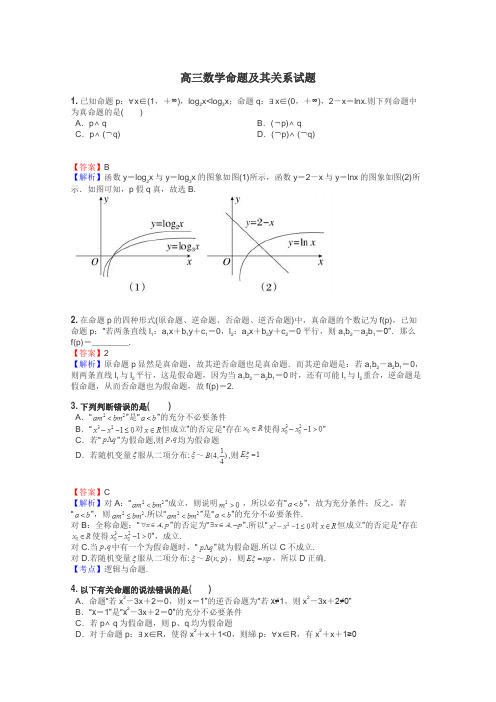 高三数学命题及其关系试题
