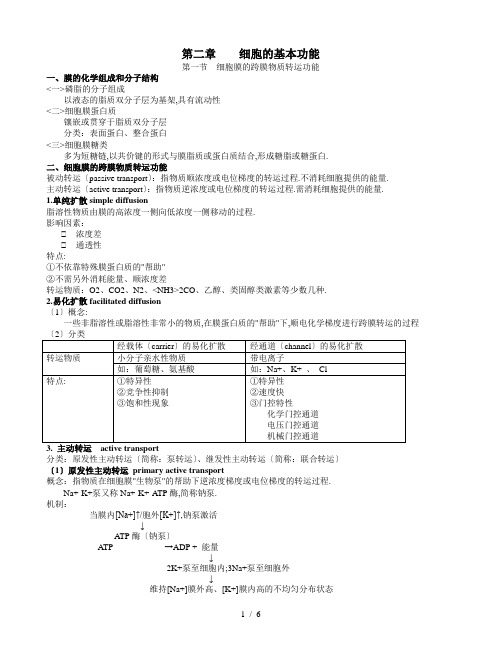 医学生理学期末重点笔记---第二章----细胞的基本功能