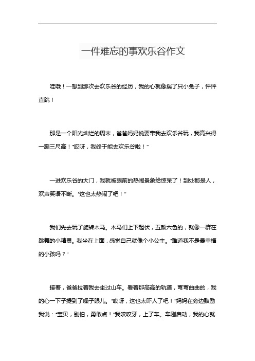 一件难忘的事欢乐谷作文