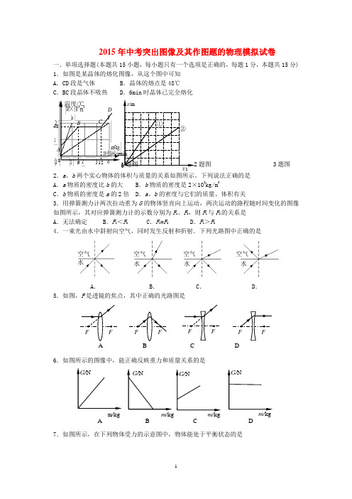 2015年中考突出图像及其作图题的物理模拟试卷及其答案