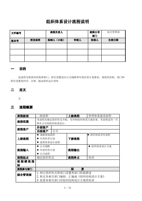 1新全息-一汽轿车—组织结构体系设计流程说明