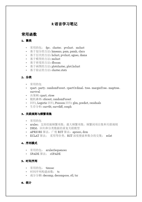 R语言笔记  常用函数、统计分析、数据类型、数据操作、帮助、安装程序包、R绘图