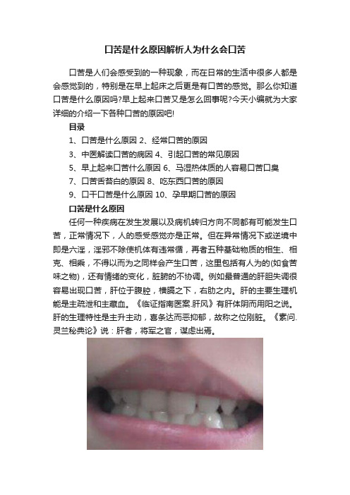 口苦是什么原因解析人为什么会口苦