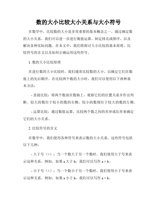 数的大小比较大小关系与大小符号