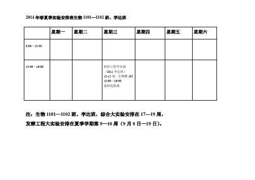 2014春夏实验安排表35