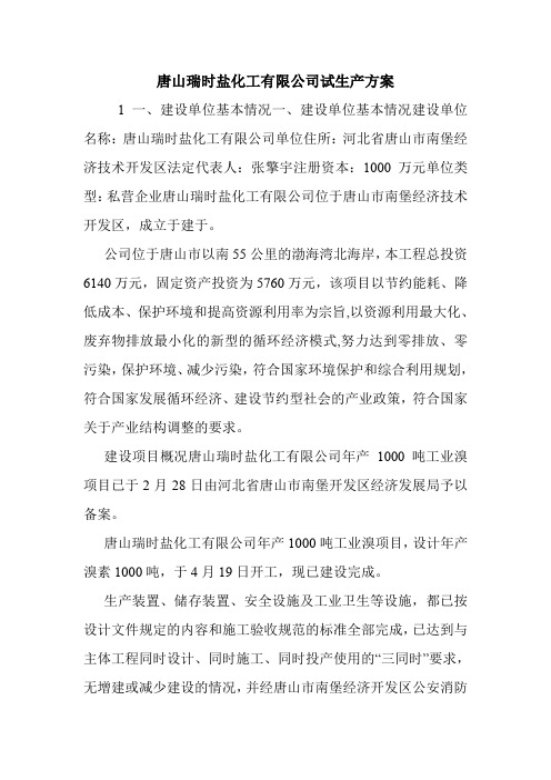 唐山瑞时盐化工有限公司试生产方案.doc