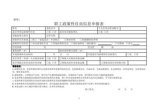 职工政策性住房信息申报表