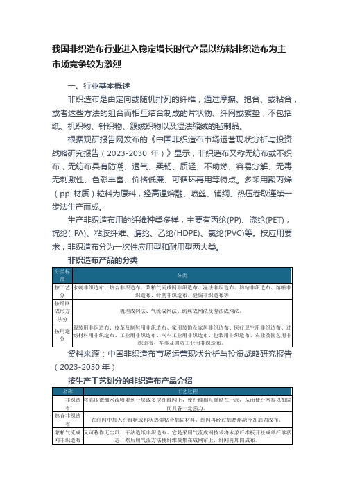 我国非织造布行业进入稳定增长时代产品以纺粘非织造布为主市场竞争较为激烈