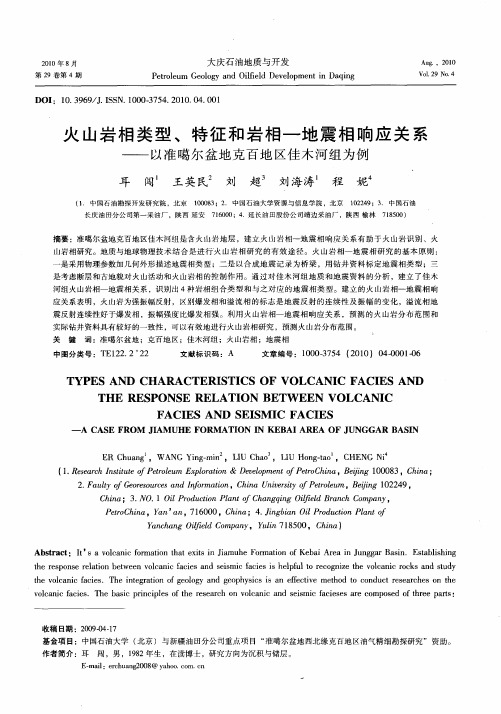 火山岩相类型、特征和岩相——地震相响应关系——以准噶尔盆地克百地区佳木河组为例