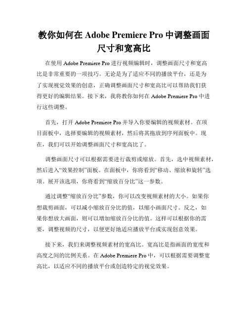 教你如何在Adobe Premiere Pro中调整画面尺寸和宽高比