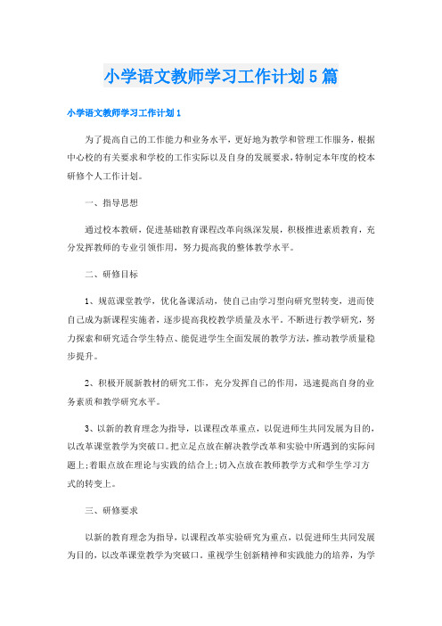 小学语文教师学习工作计划5篇