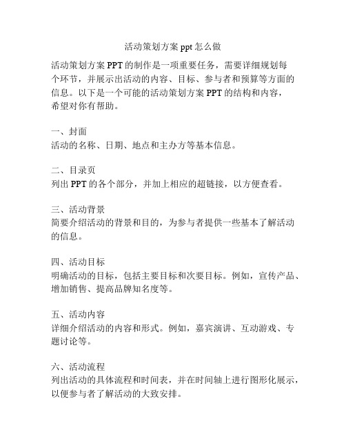 活动策划方案ppt怎么做