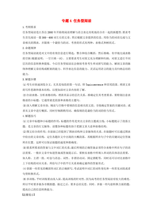 (江苏专版)2020版高考英语大二轮复习专题4任务型阅读第一节原文词汇类学案牛津译林版