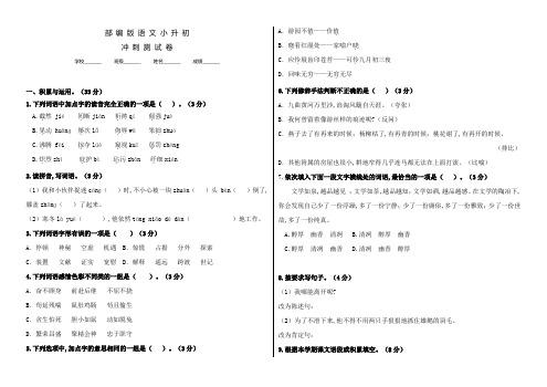 部编版小升初语文冲刺模拟卷及答案