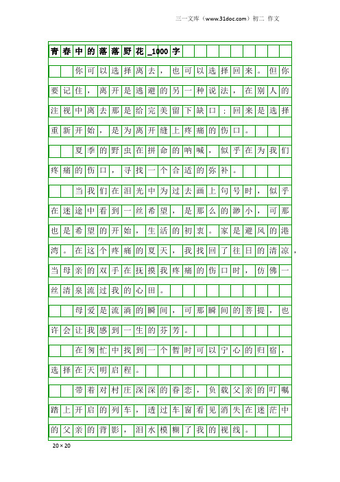 初二作文:青春中的落落野花_1000字