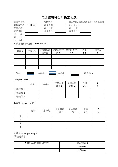 皮带秤出厂检定记录