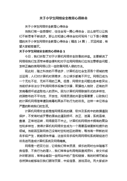 关于小学生网络安全教育心得体会（精选14篇）