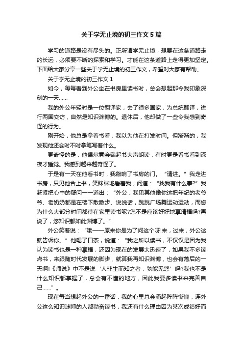 关于学无止境的初三作文5篇